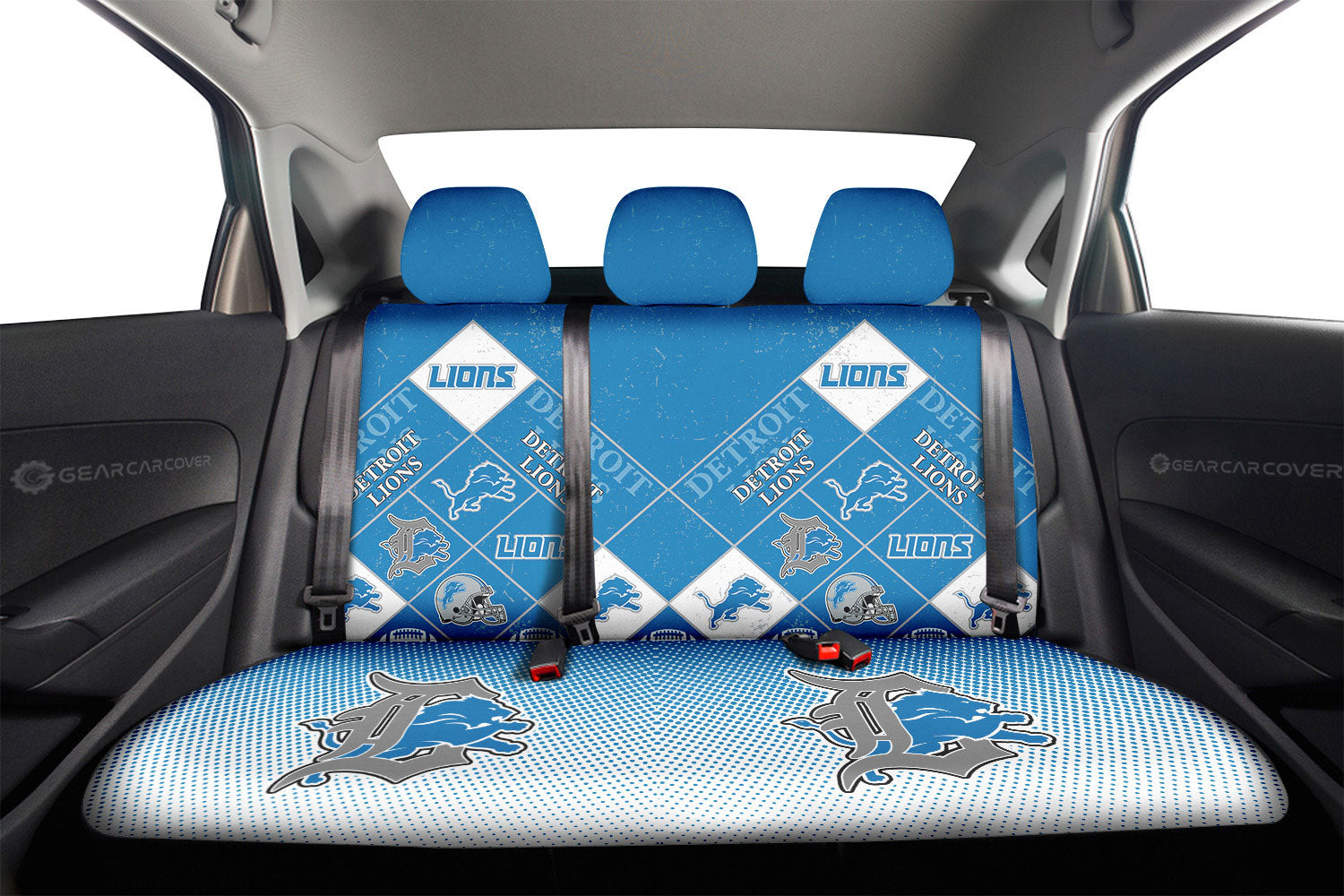 Detroit Lions Car Back Seat Covers Sporty Team Collection - Gearcarcover - 2