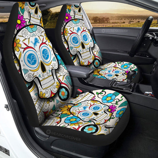 Detroit Lions Car Seat Covers Custom Sugar Skull Car Accessories - Gearcarcover - 2