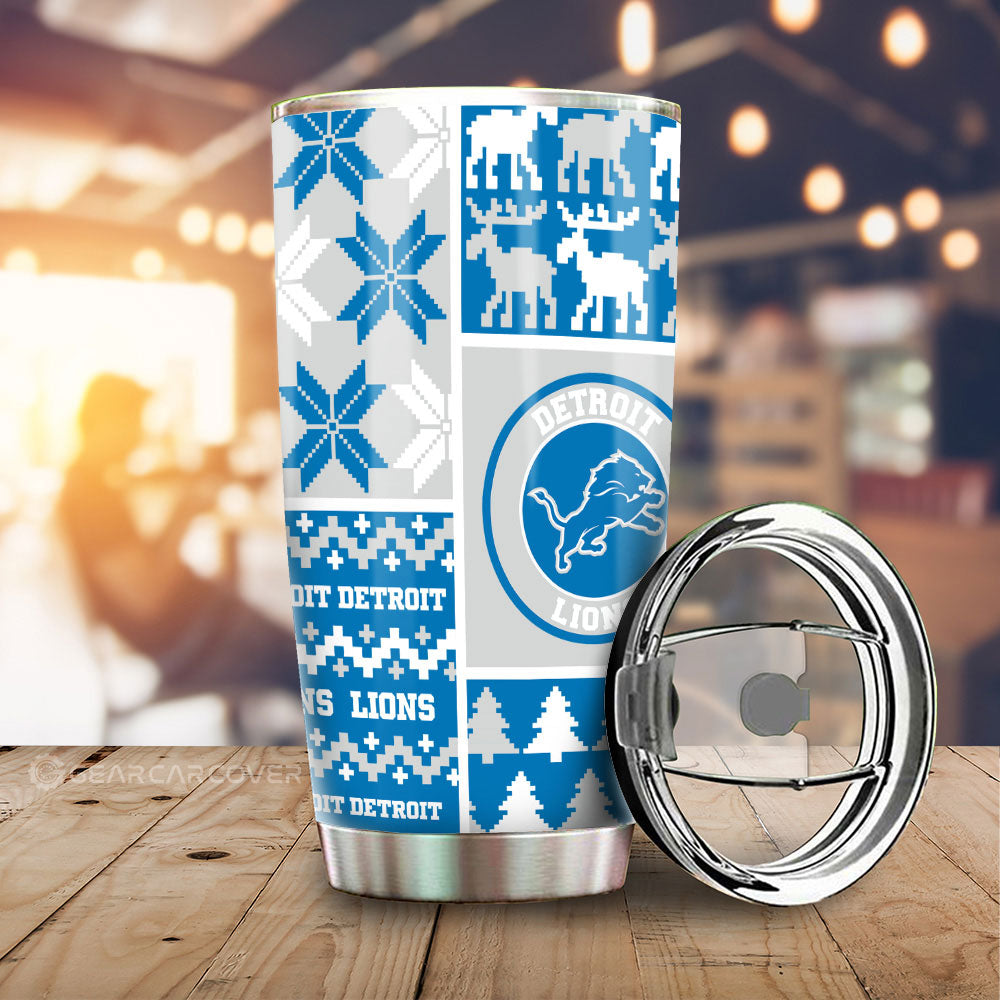 Detroit Lions Tumbler Cup Custom Ugly Style Car Accessories - Gearcarcover - 1