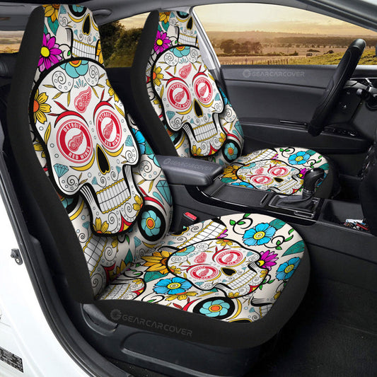 Detroit Red Wings Car Seat Covers Custom Sugar Skull Car Accessories - Gearcarcover - 2