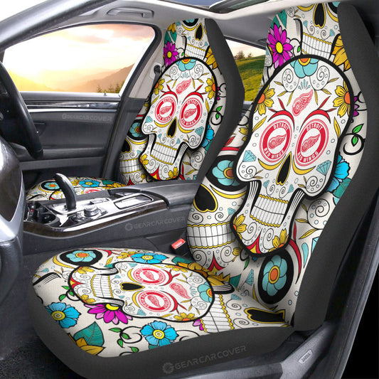 Detroit Red Wings Car Seat Covers Custom Sugar Skull Car Accessories - Gearcarcover - 1