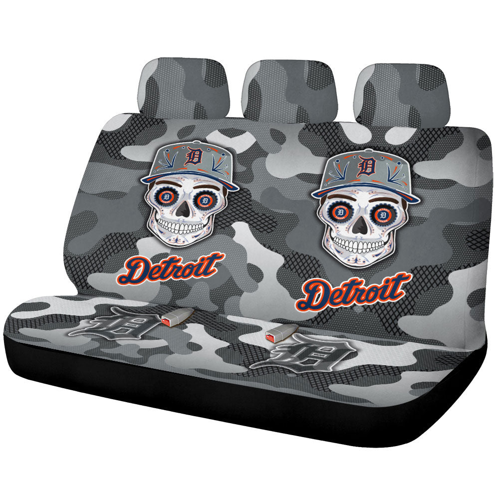 Detroit Tigers Car Back Seat Covers Skull Theme Collection - Gearcarcover - 1