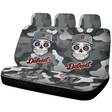 Detroit Tigers Car Back Seat Covers Skull Theme Collection - Gearcarcover - 1