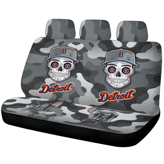 Detroit Tigers Car Back Seat Covers Skull Theme Collection - Gearcarcover - 1