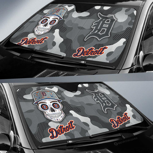 Detroit Tigers Car Sunshade Skull Theme Collection - Gearcarcover - 2