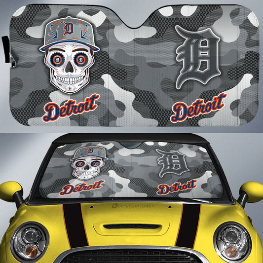 Detroit Tigers Car Sunshade Skull Theme Collection - Gearcarcover - 1