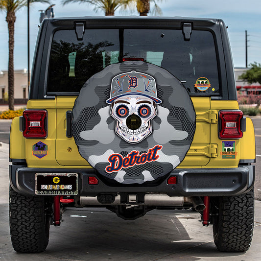 Detroit Tigers Spare Tire Covers Camera Hole Skull Theme Collection - Gearcarcover - 2