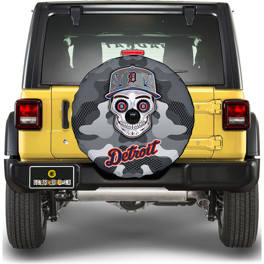 Detroit Tigers Spare Tire Covers Camera Hole Skull Theme Collection - Gearcarcover - 1