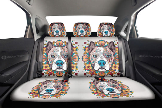 Dog Pitbull Floral Car Back Seat Cover Custom Car Accessories - Gearcarcover - 2