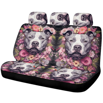 Dog Pitbull Floral Car Back Seat Cover Custom Car Accessories - Gearcarcover - 1