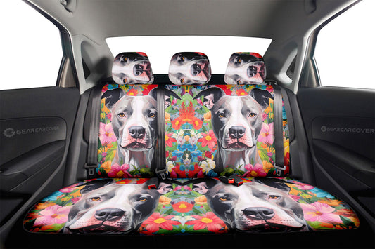 Dog Pitbull Floral Car Back Seat Cover Custom Car Accessories - Gearcarcover - 2