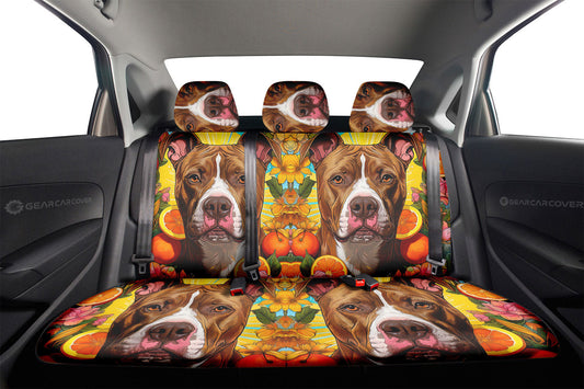 Dog Pitbull Floral Car Back Seat Cover Custom Car Accessories - Gearcarcover - 2