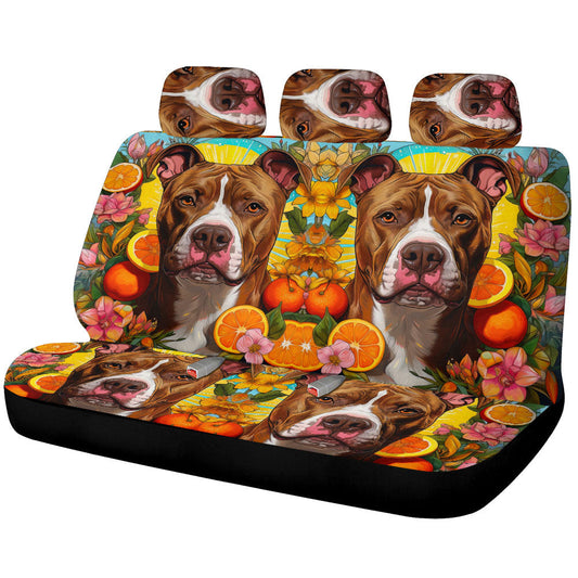 Dog Pitbull Floral Car Back Seat Cover Custom Car Accessories - Gearcarcover - 1