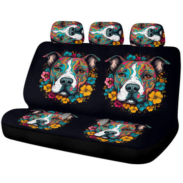 Dog Pitbull Floral Car Back Seat Cover Custom Car Accessories - Gearcarcover - 1