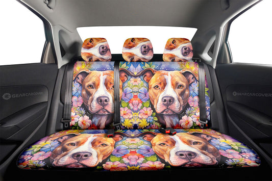 Dog Pitbull Floral Car Back Seat Cover Custom Car Accessories - Gearcarcover - 2