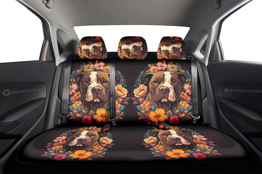 Dog Pitbull Floral Car Back Seat Cover Custom Car Accessories - Gearcarcover - 2