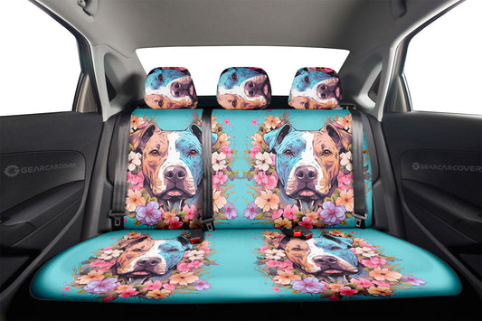 Dog Pitbull Floral Car Back Seat Cover Custom Car Accessories - Gearcarcover - 2