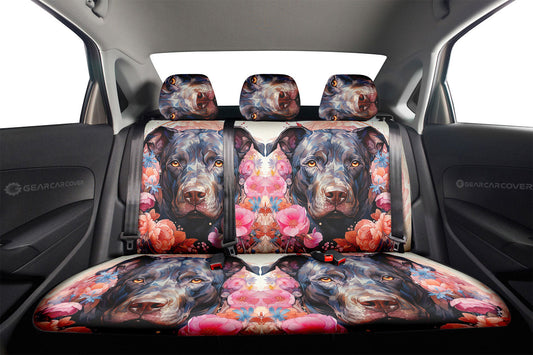 Dog Pitbull Floral Car Back Seat Cover Custom Car Accessories - Gearcarcover - 2