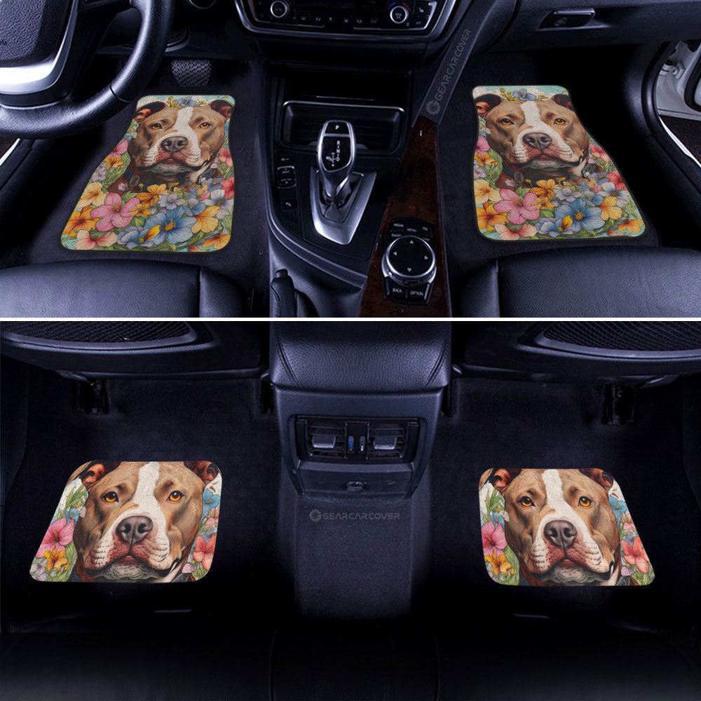 Dog Pitbull Floral Car Floor Mats Custom Car Accessories - Gearcarcover - 2