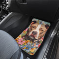 Dog Pitbull Floral Car Floor Mats Custom Car Accessories - Gearcarcover - 3