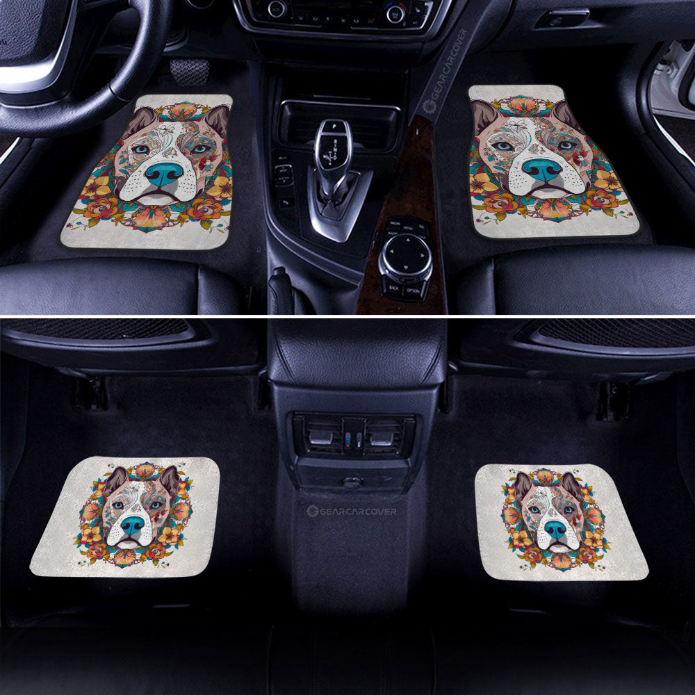 Dog Pitbull Floral Car Floor Mats Custom Car Accessories - Gearcarcover - 2