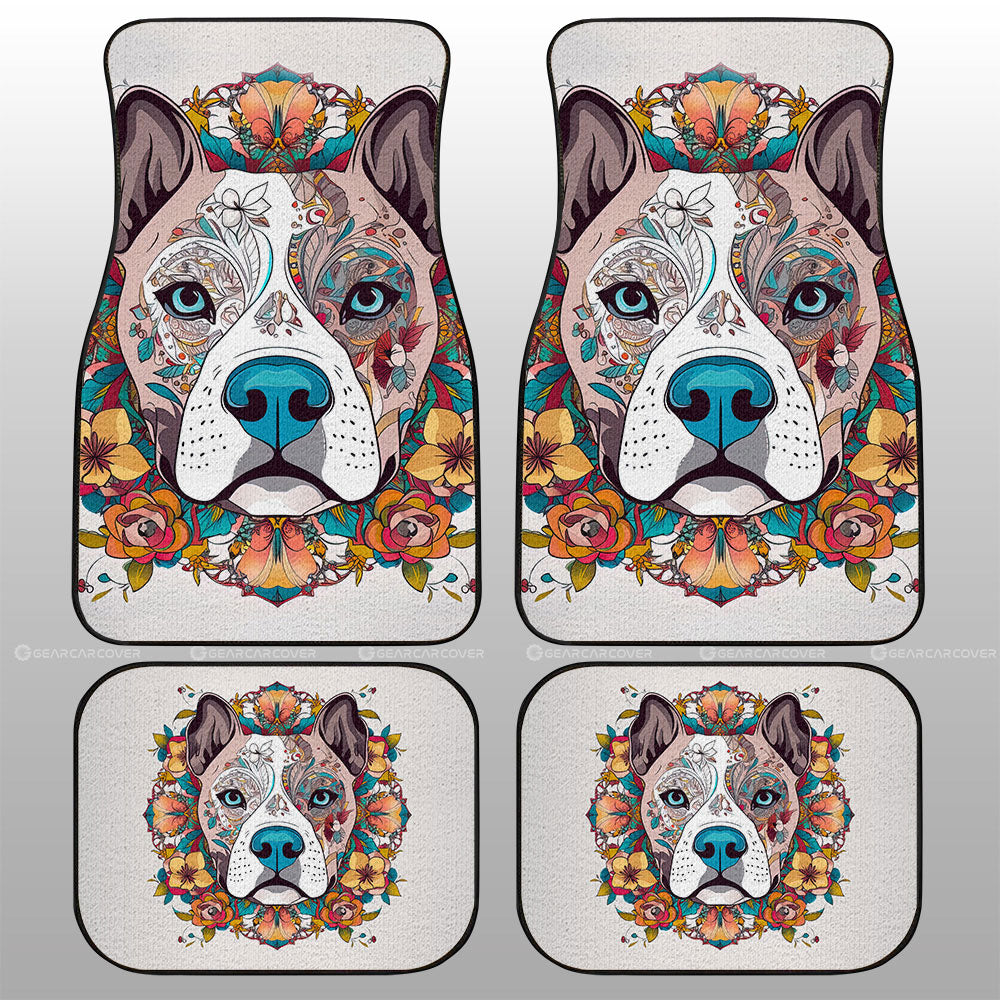 Dog Pitbull Floral Car Floor Mats Custom Car Accessories - Gearcarcover - 1