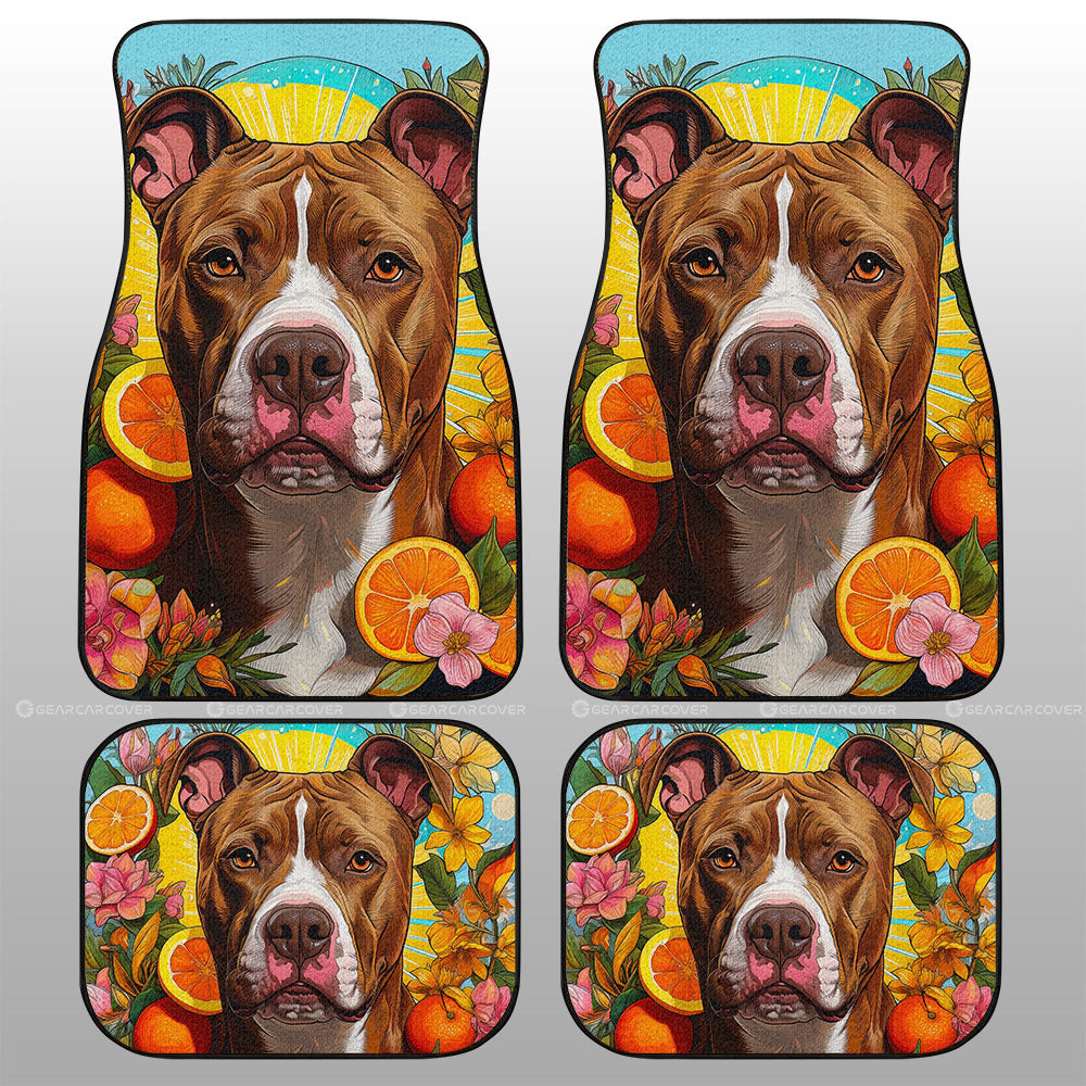 Dog Pitbull Floral Car Floor Mats Custom Car Accessories - Gearcarcover - 1