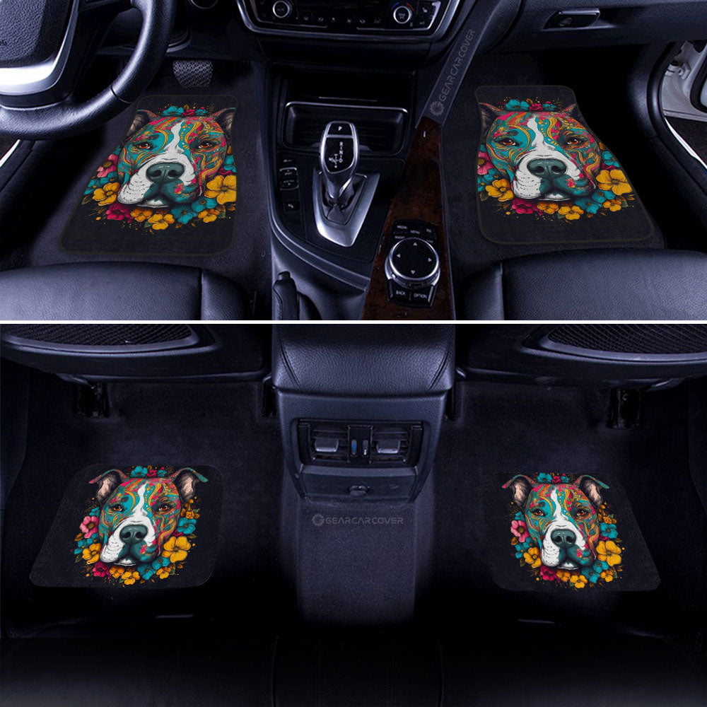 Dog Pitbull Floral Car Floor Mats Custom Car Accessories - Gearcarcover - 2