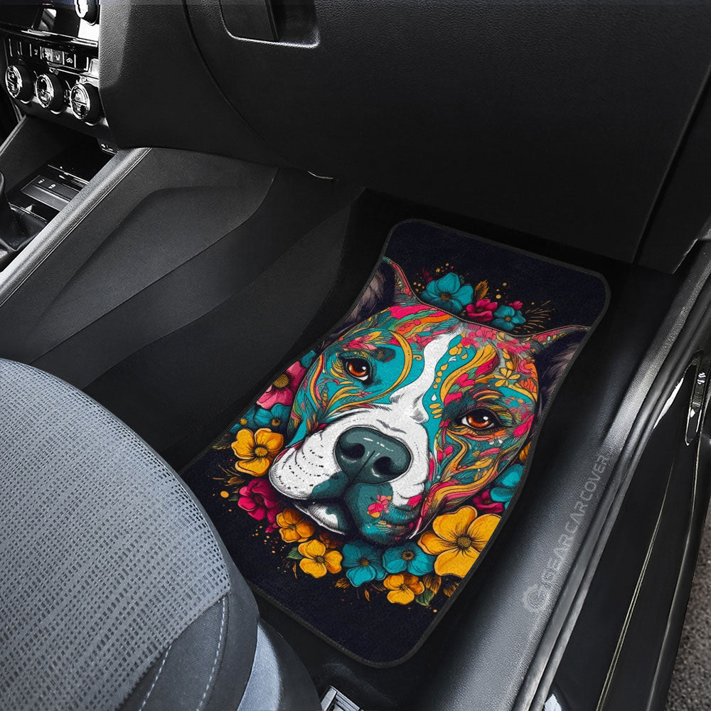 Dog Pitbull Floral Car Floor Mats Custom Car Accessories - Gearcarcover - 3