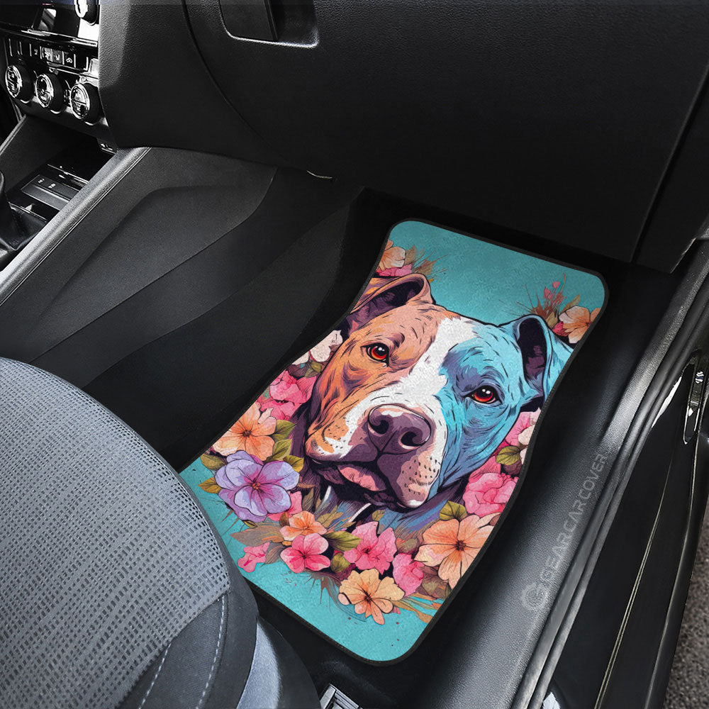 Dog Pitbull Floral Car Floor Mats Custom Car Accessories - Gearcarcover - 3