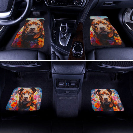 Dog Pitbull Floral Car Floor Mats Custom Car Accessories - Gearcarcover - 2