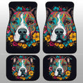 Dog Pitbull Floral Car Floor Mats Custom Car Accessories - Gearcarcover - 1
