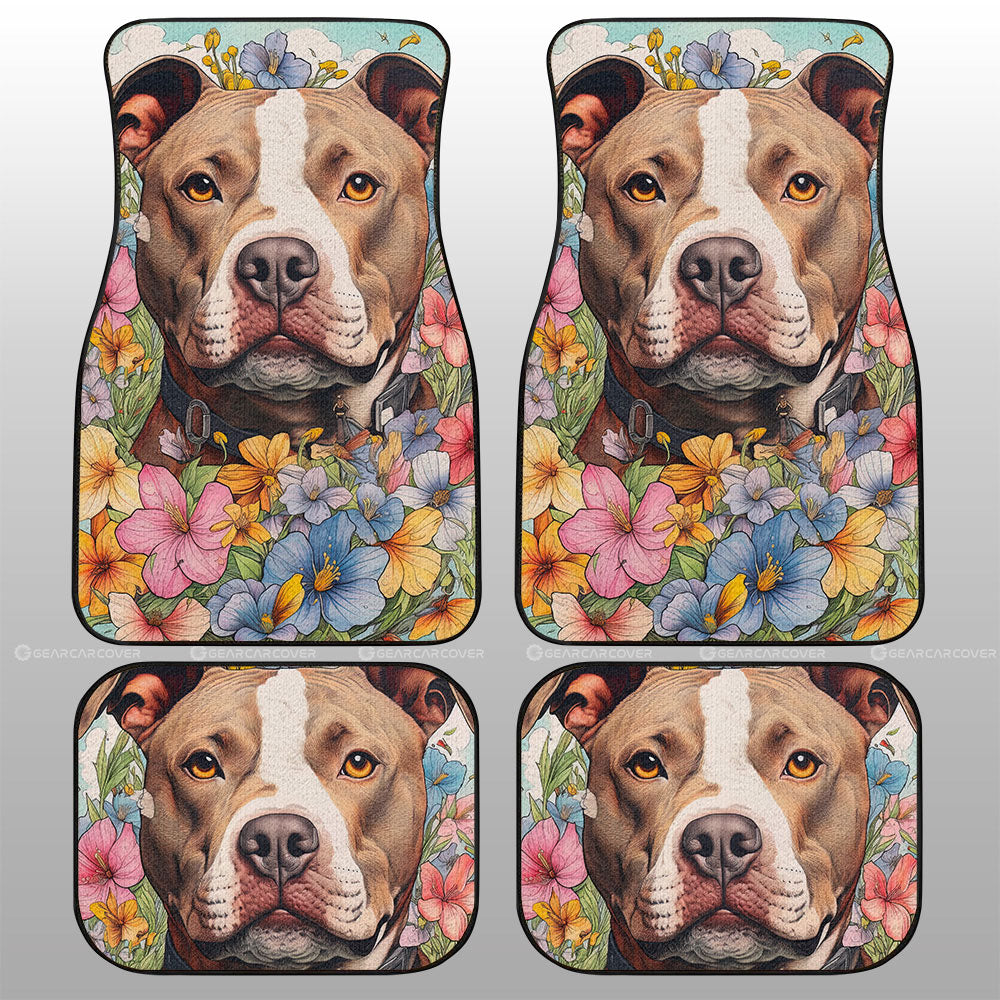 Dog Pitbull Floral Car Floor Mats Custom Car Accessories - Gearcarcover - 1