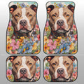 Dog Pitbull Floral Car Floor Mats Custom Car Accessories - Gearcarcover - 1