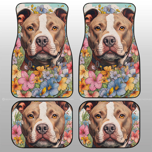 Dog Pitbull Floral Car Floor Mats Custom Car Accessories - Gearcarcover - 1