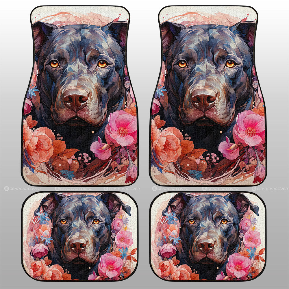 Dog Pitbull Floral Car Floor Mats Custom Car Accessories - Gearcarcover - 1