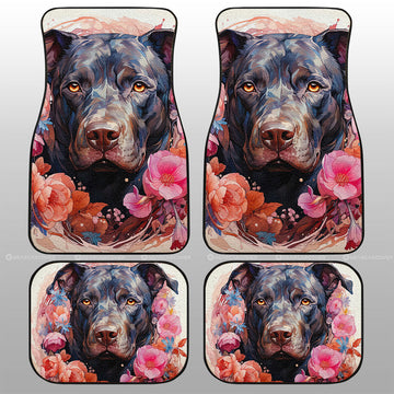 Dog Pitbull Floral Car Floor Mats Custom Car Accessories - Gearcarcover - 1