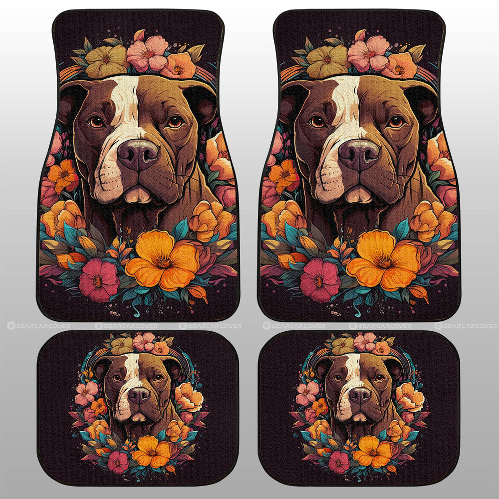 Dog Pitbull Floral Car Floor Mats Custom Car Accessories - Gearcarcover - 1