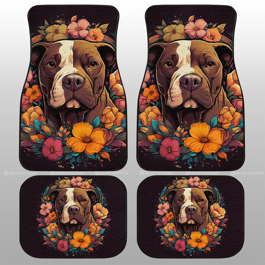 Dog Pitbull Floral Car Floor Mats Custom Car Accessories - Gearcarcover - 1