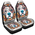 Dog Pitbull Floral Car Seat Covers Custom Car Accessories - Gearcarcover - 3