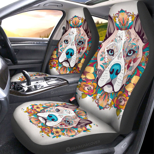 Dog Pitbull Floral Car Seat Covers Custom Car Accessories - Gearcarcover - 1