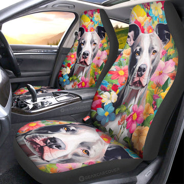 Dog Pitbull Floral Car Seat Covers Custom Car Accessories - Gearcarcover - 1