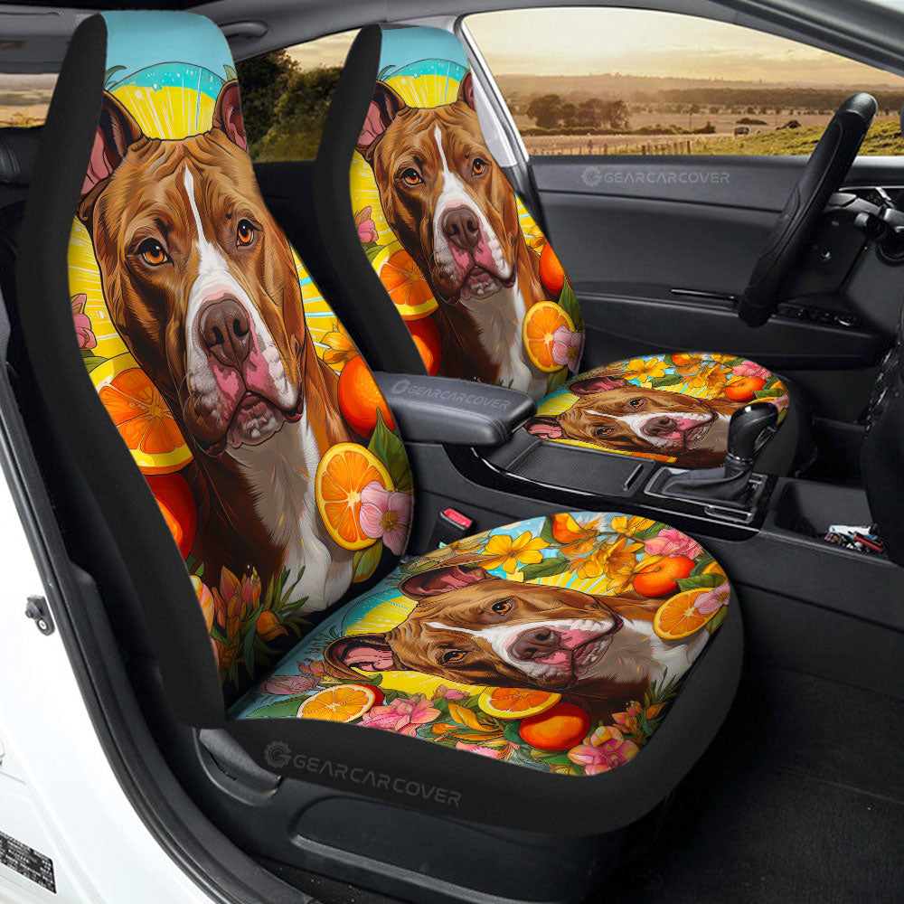 Dog Pitbull Floral Car Seat Covers Custom Car Accessories - Gearcarcover - 2