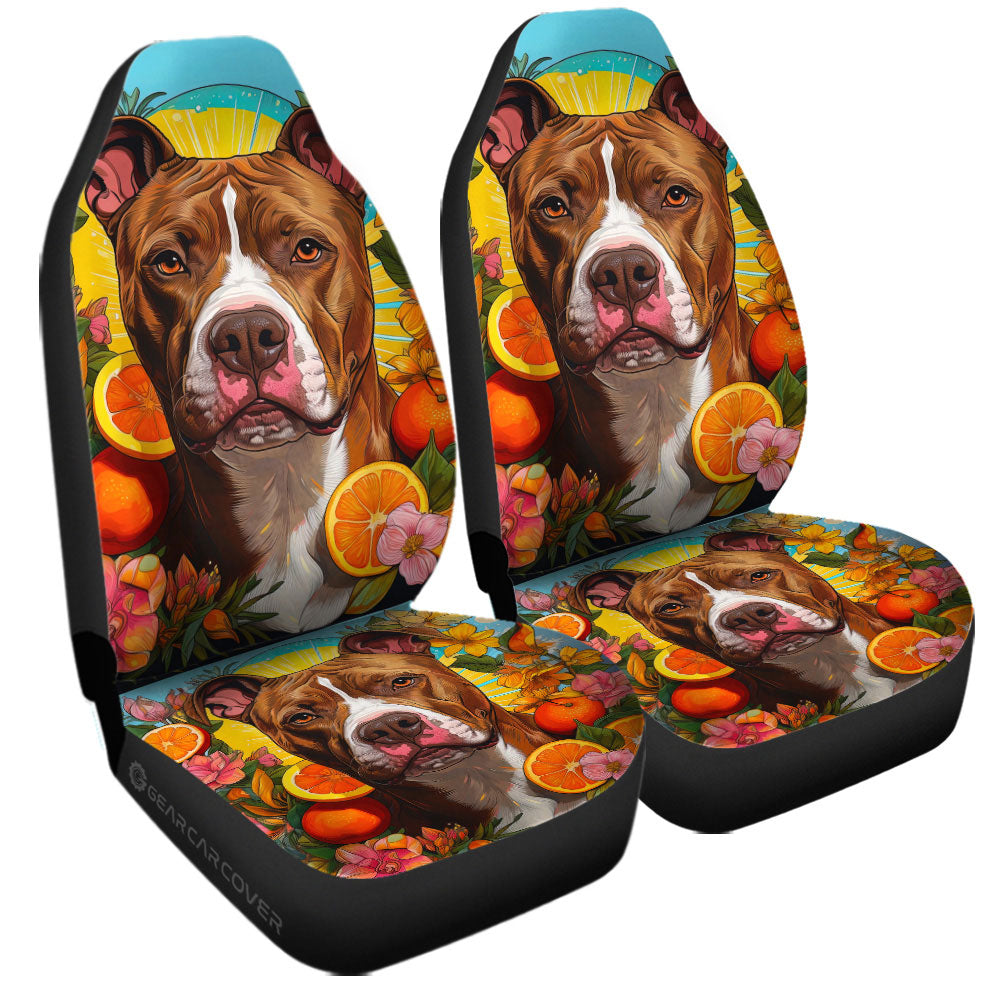 Dog Pitbull Floral Car Seat Covers Custom Car Accessories - Gearcarcover - 3