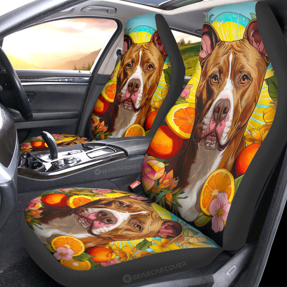 Dog Pitbull Floral Car Seat Covers Custom Car Accessories - Gearcarcover - 1