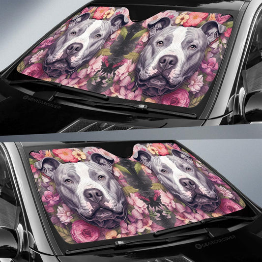 Dog Pitbull Floral Car Sunshade Custom Car Accessories - Gearcarcover - 2