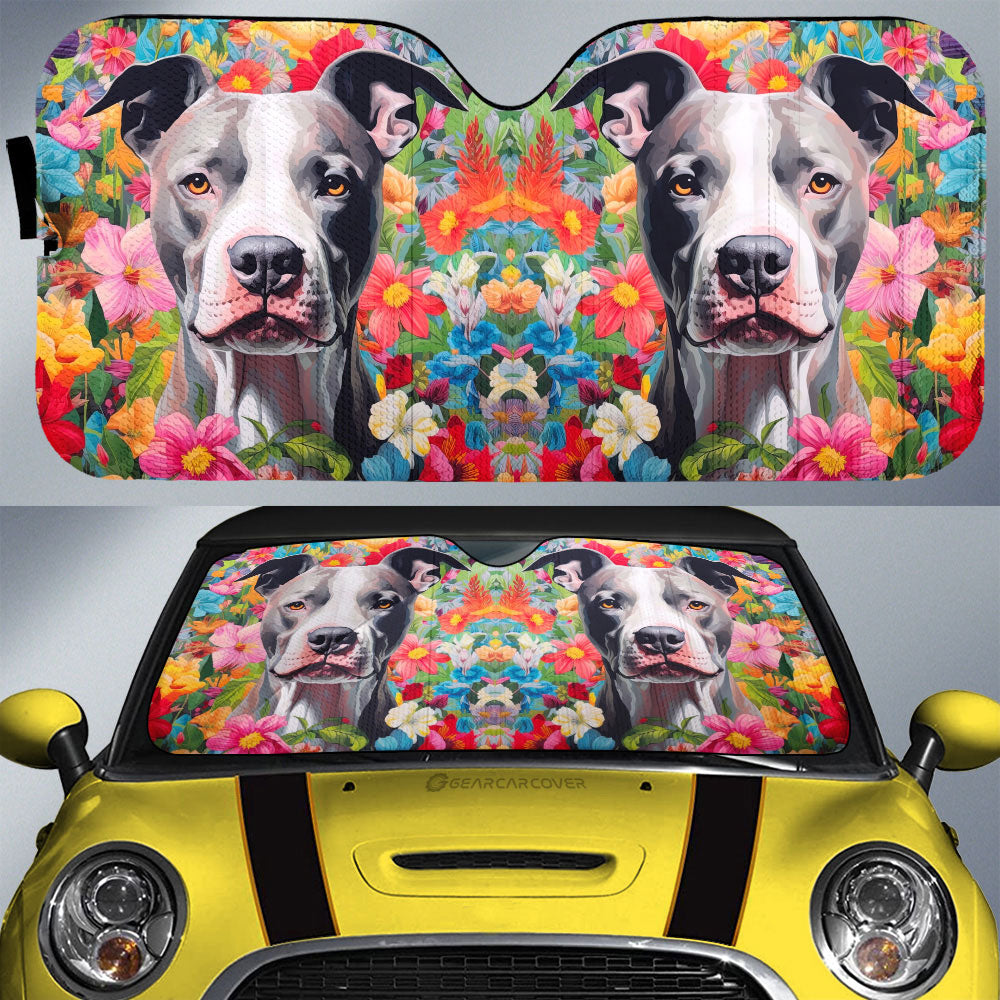 Dog Pitbull Floral Car Sunshade Custom Car Accessories - Gearcarcover - 1