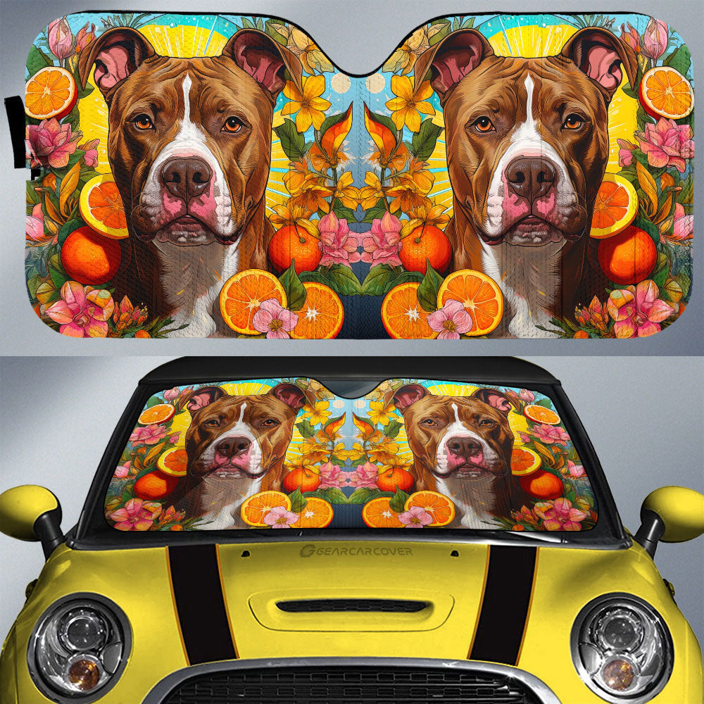 Dog Pitbull Floral Car Sunshade Custom Car Accessories - Gearcarcover - 1