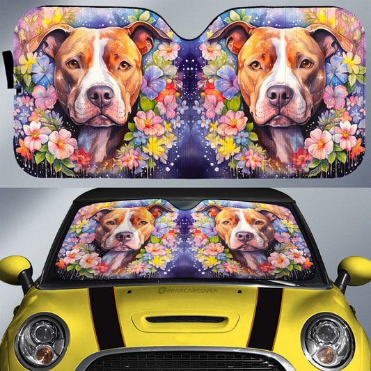 Dog Pitbull Floral Car Sunshade Custom Car Accessories - Gearcarcover - 1