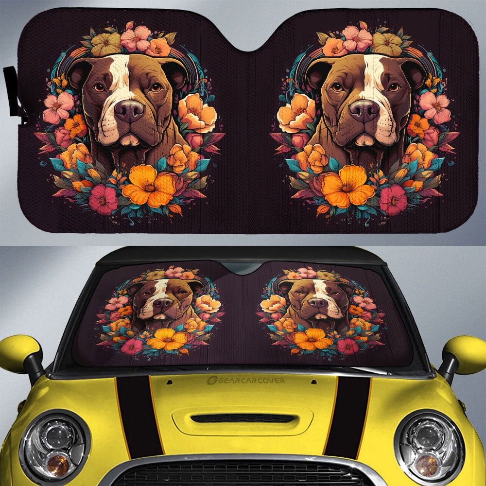 Dog Pitbull Floral Car Sunshade Custom Car Accessories - Gearcarcover - 1